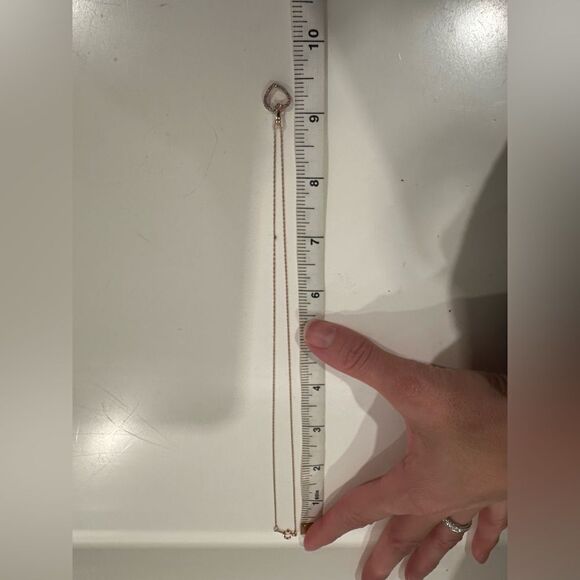 10K Rose Gold Heart Diamond Necklace - Picture 12 of 13